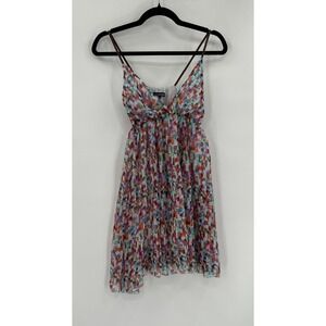 Ocean Drive M Strappy Sleeve Sheer Lined Babydoll V-Neck‎ Short Dress Multicolor